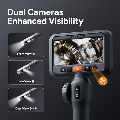 DEPSTECH 10FT Articulating Endoscope Camera with Light Dual Lens TwoWay Articulated Industrial Borescope with 45 Screen and Snake Cable Inspection Camera Automotive Tool for Wall Pipe Mechanic - Image 3