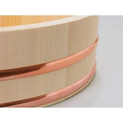 JapanBargain JapanBargain 4596, Japanese Wooden Hangiri Sushi Rice Mixing Bowl Tub for Sushi Restaurant Sushi Oke Sawara Cypress Wood 14.17 inches Diameter Made in Japan (36 cm)  - Image 3