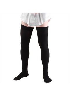 Truform Compression Socks, 20-30 mmHg, Men's Dress Socks, Thigh High Over Knee Length, Black, Medium  - Image 1