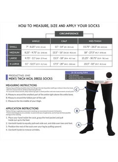 Truform Compression Socks, 20-30 mmHg, Men's Dress Socks, Thigh High Over Knee Length, Black, Medium  - Image 2