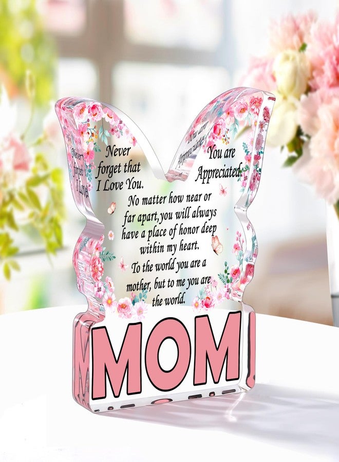 Jettryran Christmas Gifts for Mom Stocking Stuffers Mother Christmas Gifts from Daughter Son, Mom Birthday Gift Ideas Unique Best Mom Ever Gift New Mama Single Mom Stepmom Butterfly Shaped Acrylic Plaque Sign - Image 2