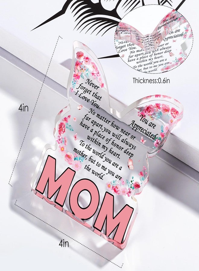 Jettryran Christmas Gifts for Mom Stocking Stuffers Mother Christmas Gifts from Daughter Son, Mom Birthday Gift Ideas Unique Best Mom Ever Gift New Mama Single Mom Stepmom Butterfly Shaped Acrylic Plaque Sign - Image 5