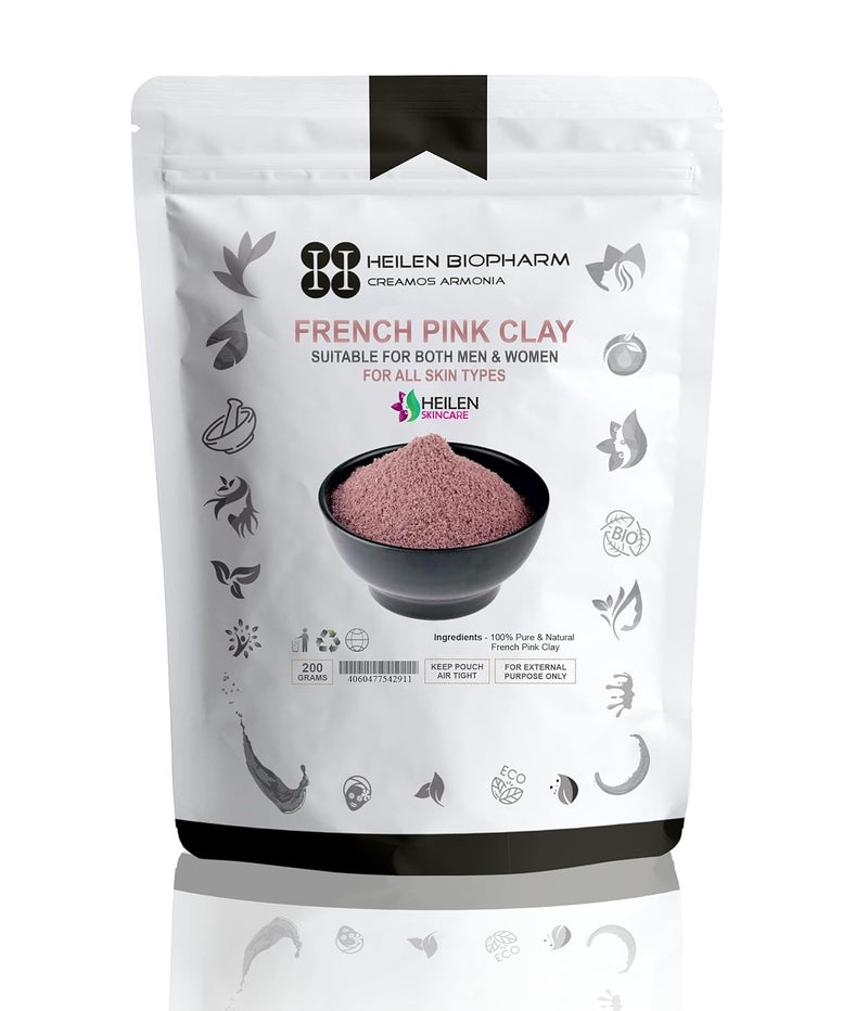 Heilen Biopharm Heilen Biopharm French Pink Clay Powder For Supports Healthy Hydrated Skin 200 g Pack of 1  - Image 1