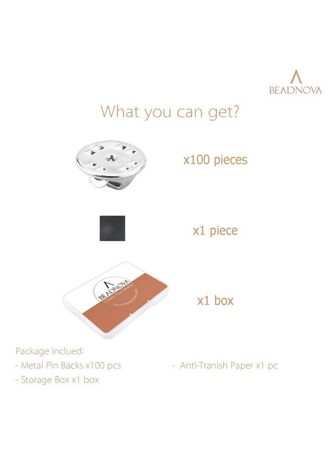 BEADNOVA 100Pcs Butterfly Clutch Pin Backs Locking For Enamel Pin Backs Lapel Pin Backs (Silver 100 Pcs) - Image 5