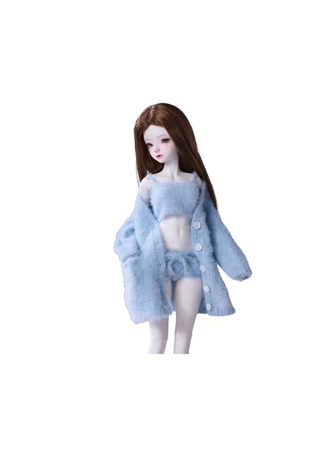 Oueneifs Doll Clothes Set for BJD, Resin Toy Accessories Cardigan+ Vest+ Pants (Blue, for 1/3 BJD) - Image 1