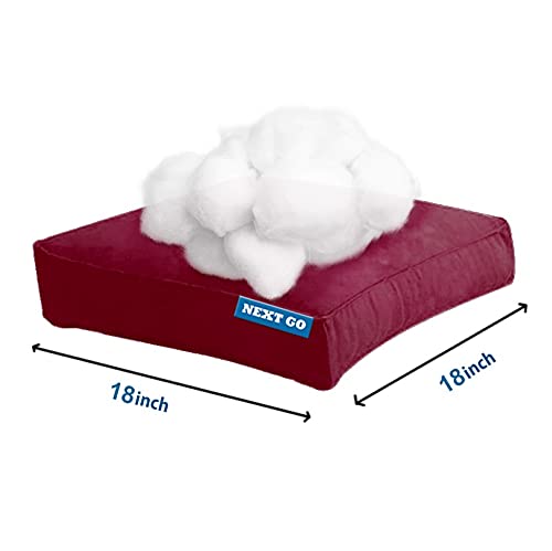 NEXTGO Velvet Chair Pads with Zipper Cover Square Chair Cushion with Ties Soft Thicken Seat Pads Cushion Pillow for Home or Car Sitting Office Color Maroon 1 pic pad and 1 Cover - Image 3