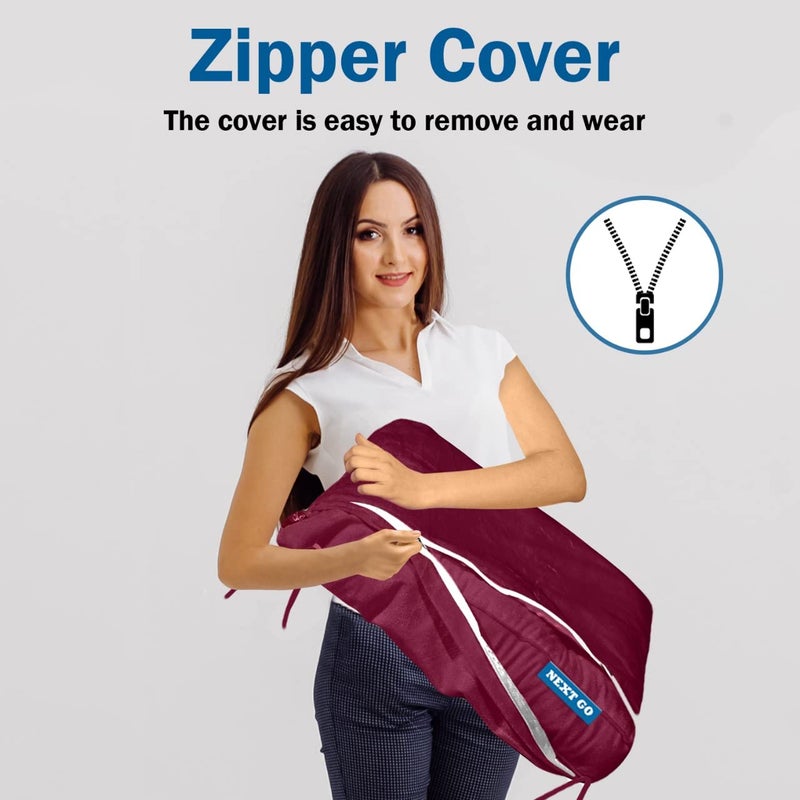 NEXTGO Velvet Chair Pads with Zipper Cover Square Chair Cushion with Ties Soft Thicken Seat Pads Cushion Pillow for Home or Car Sitting Office Color Maroon 1 pic pad and 1 Cover - Image 2