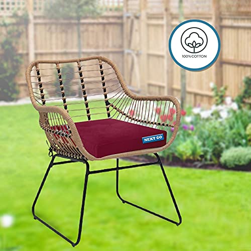 NEXTGO Velvet Chair Pads with Zipper Cover Square Chair Cushion with Ties Soft Thicken Seat Pads Cushion Pillow for Home or Car Sitting Office Color Maroon 1 pic pad and 1 Cover - Image 4