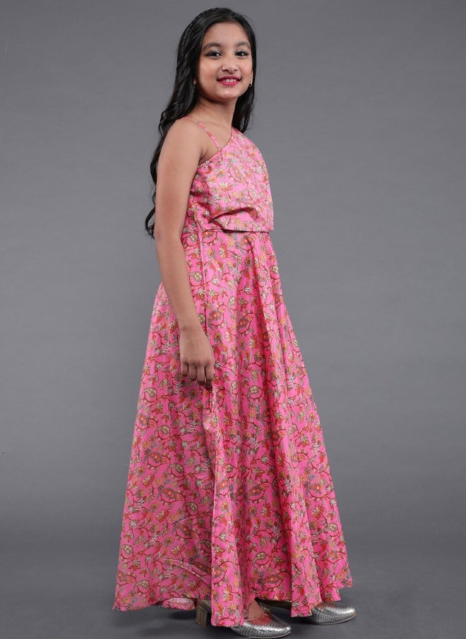 AKS Floral Printed Maxi Dress for Girls - Image 3