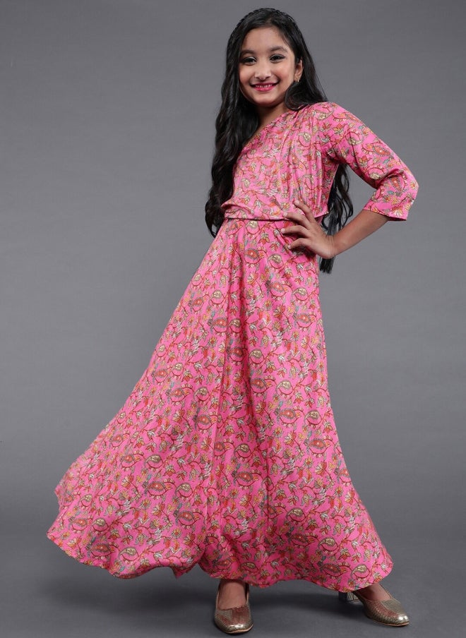 AKS Floral Printed Maxi Dress for Girls - Image 1