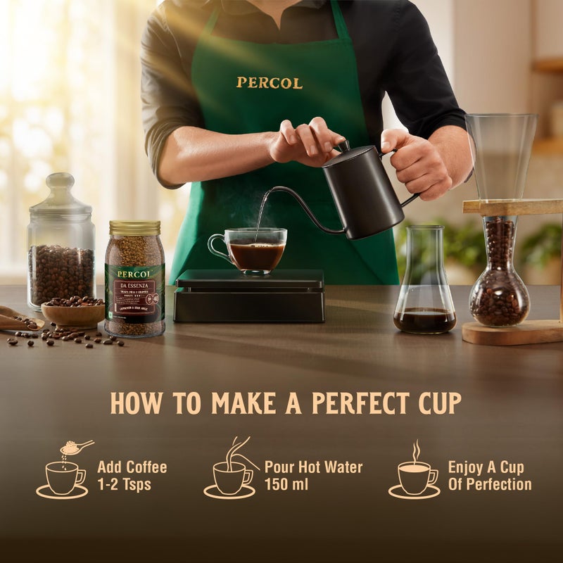 PERCOL Premium Instant Coffee | Da Essenza Blend 40 | Crafted with Premium Imported Beans | Freeze Dried | Designed in UK | 100g Jar | 100% Pure Coffee | Flavorful & Aromatic Coffee - Image 3
