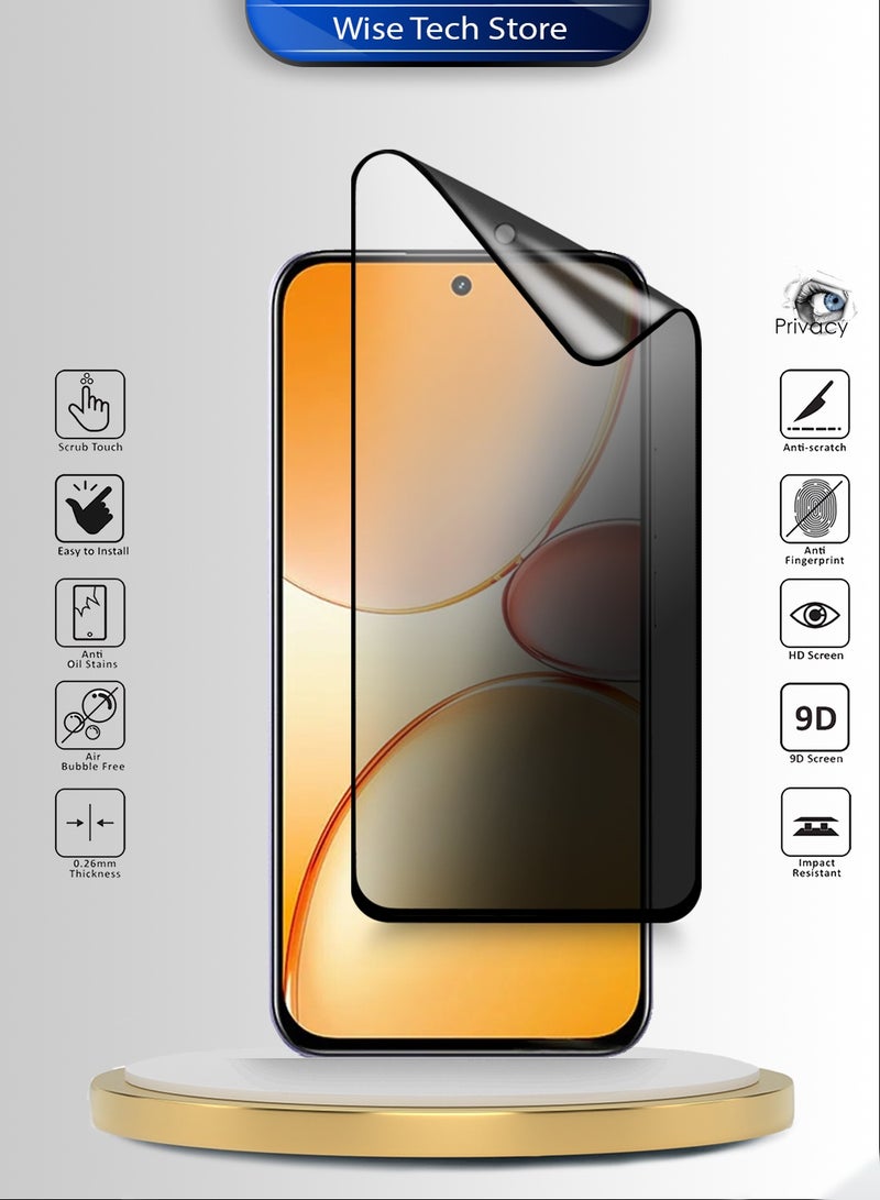 دبليو تيك ريلمي C85 برو 4G 2025 واقي شاشة فائق الجودة من السيراميك النانوي مع حماية الخصوصية، كامل الغراء، غطاء كامل، مطفي ومرن (MSCNMP) - شفاف/أسود - Image 2