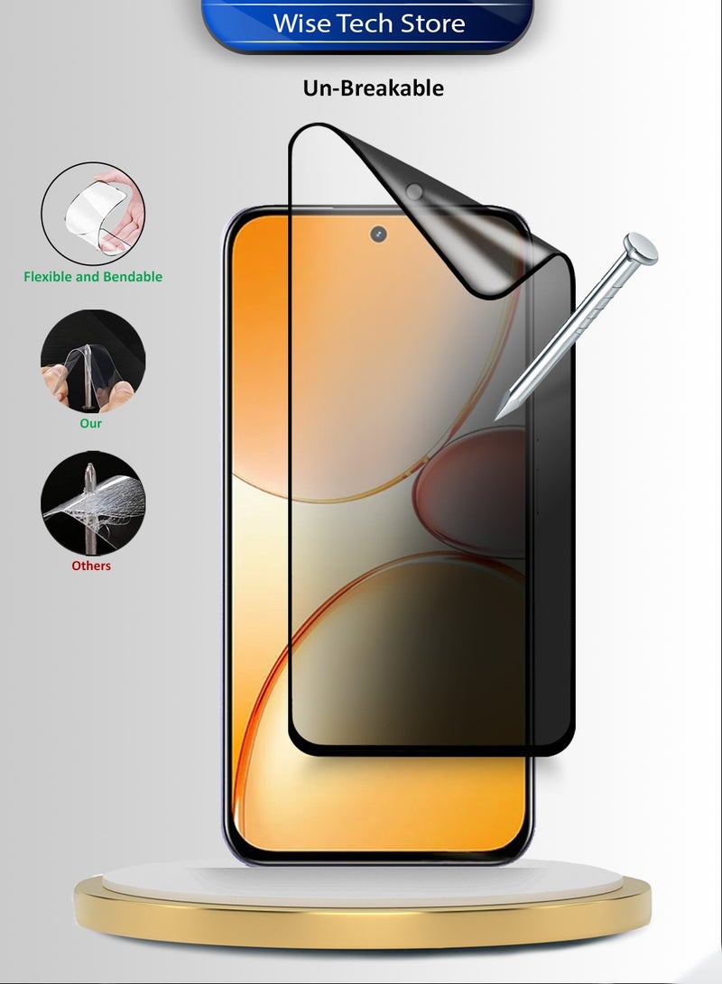 دبليو تيك ريلمي C85 برو 4G 2025 واقي شاشة فائق الجودة من السيراميك النانوي مع حماية الخصوصية، كامل الغراء، غطاء كامل، مطفي ومرن (MSCNMP) - شفاف/أسود - Image 3