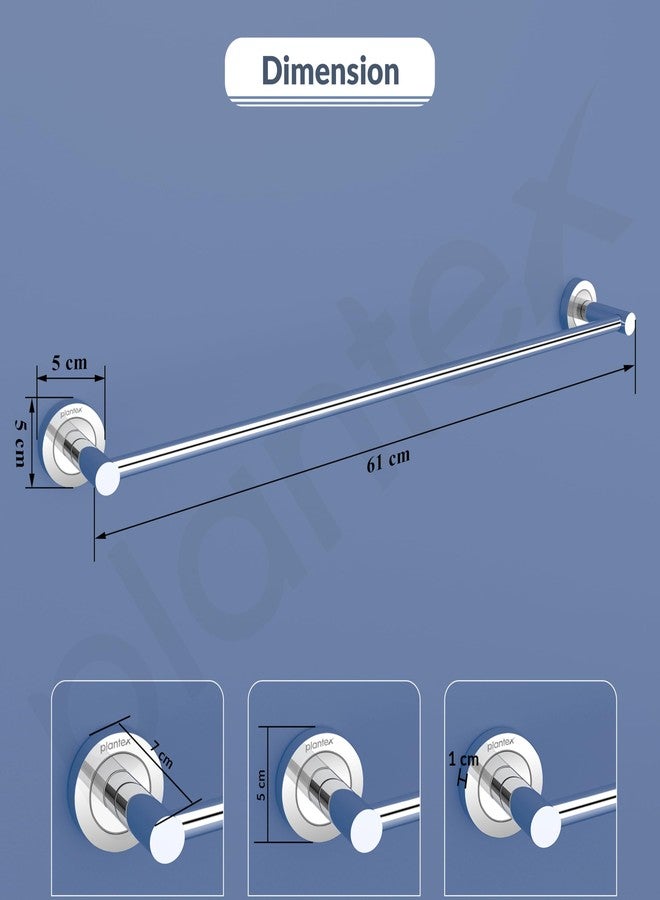 Plantex Stainless Steel Single Towel Rod for Bathroom 24 Inch/Towel Holder/Bathroom Hangers for Clothes/Towel Bar (Pack of 1,Chrome Finish) - Image 2