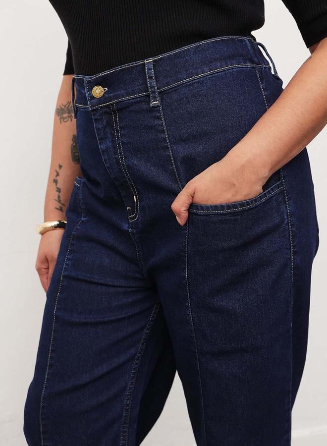SASSAFRAS Plus Size Pocketed Hem Tapered Jeans - Image 4