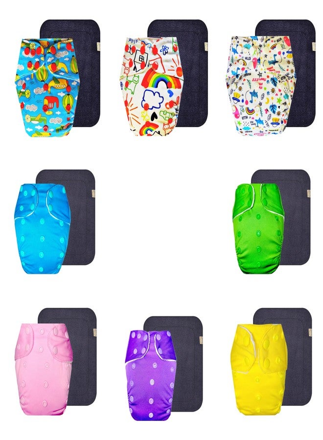 Dumbledo Premium Cloth Diaper with Gray Insert (Pack of 8) | Soft & Gentle | Breathable | Quick Dry | Trusted by Moms | 3 Months - 3 Years | Unisex Baby - Image 1