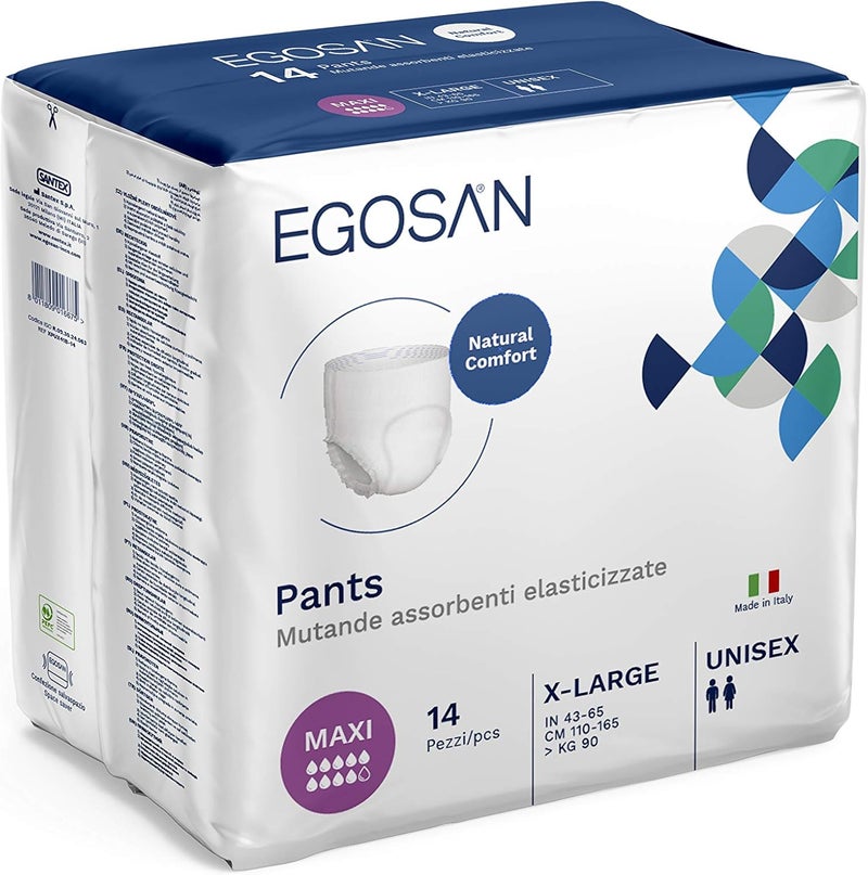 EGOSAN EGOSAN Maxi Incontinence Underwear, Pull Up Style Lightweight Breathable Disposable with Newly Designed Acquisition Layer with Max Absorbency, Unisex (XL. 14 ct) 
