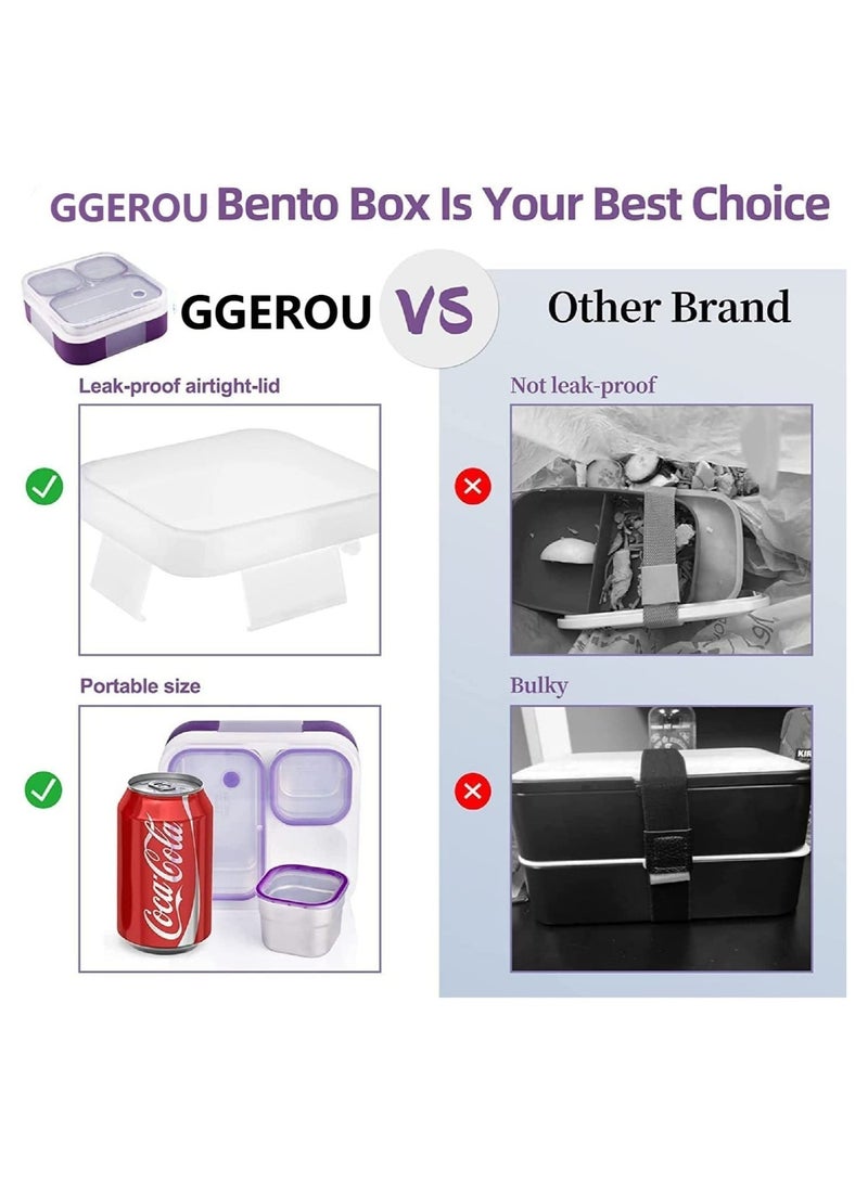 وصف:الفولاذ المقاوم للصدأ مربع الغداء لمدرسة الطفل,معزول بينتو مربع الغداء مع أدوات المائدة والحقيبة,720ml 3 مقصورات مقسمة حاويات الغداء,الأرجواني - Image 3