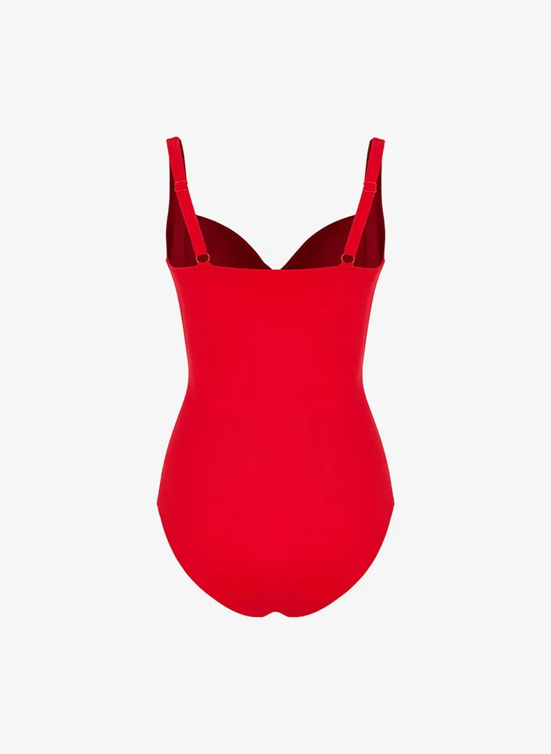 بنتي Women Shirred Red Swimsuit