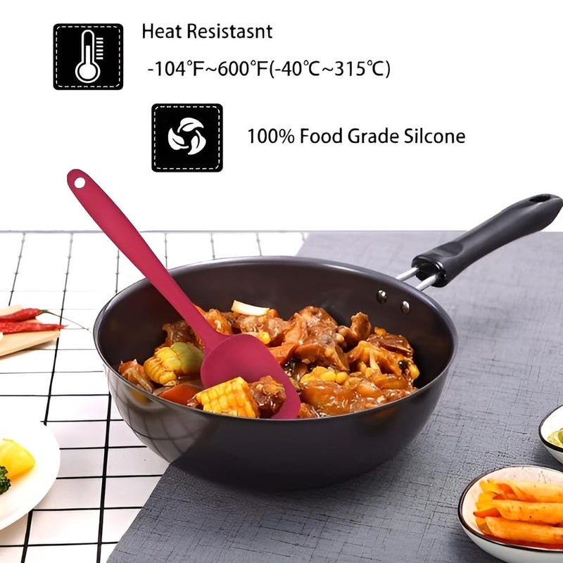 Sugalsu Sugalsu Silicone Spatula Set High HeatResistant Premium BPAFree One Piece Seamless Design NonStick Silicone with Stainless Steel Core CookingBaking Utensil Set of 1 Red - Image 5
