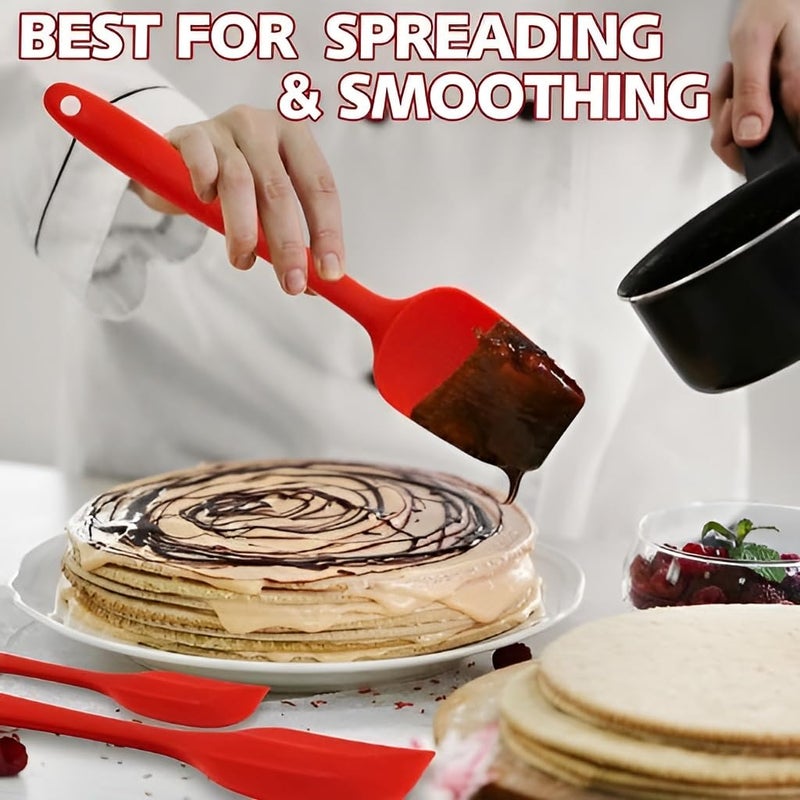 Sugalsu Sugalsu Silicone Spatula Set High HeatResistant Premium BPAFree One Piece Seamless Design NonStick Silicone with Stainless Steel Core CookingBaking Utensil Set of 1 Red - Image 3