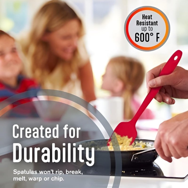 Sugalsu Sugalsu Silicone Spatula Set High HeatResistant Premium BPAFree One Piece Seamless Design NonStick Silicone with Stainless Steel Core CookingBaking Utensil Set of 1 Red - Image 4