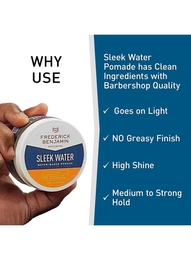 Frederick Benjamin Frederick Benjamin Sleek Water Pomade for Men, Light & Easy to Apply Water Based Hair Pomade, Medium to Strong Hold, High Shine, Grease Free, Infused with Argan Oil & More, 3.75oz - Image 3