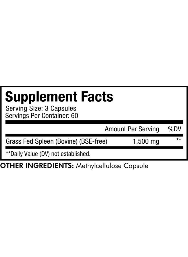 Codeage Grass Fed Beef Spleen Supplement Freeze Dried Nondefatted Desiccated Beef Spleen Bovine Pills Glandulars Meat Pasture Raised Argentina Beef Vitamins For Spleen Nongmo 180 Capsules - Image 2
