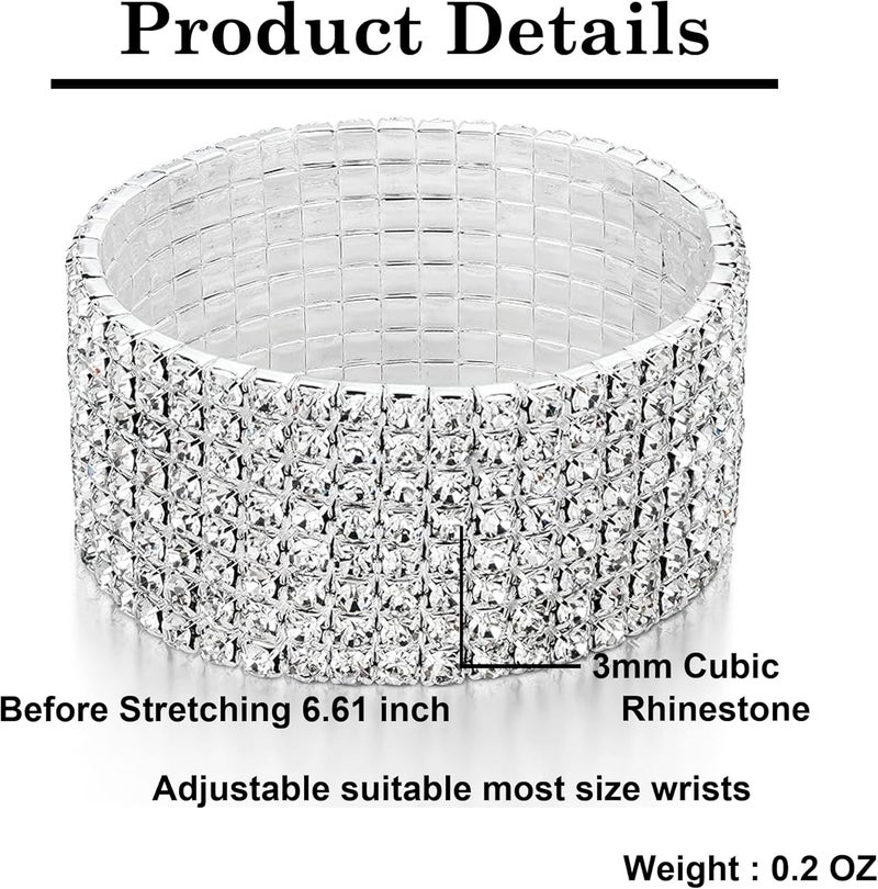 Zealmer Sparkle Multicolor Rhinestone Stackable Stretch Bracelets for Women - Image 2