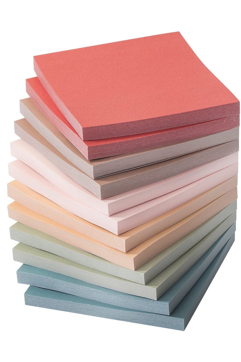 (12 Pack) Sticky Notes 7.5 x 7.5 cm, Vintage Colors, Sticky Pads, Recyclable, Self-Stick Pads, Easy to Post for Home, Office, Notebook - Image 1