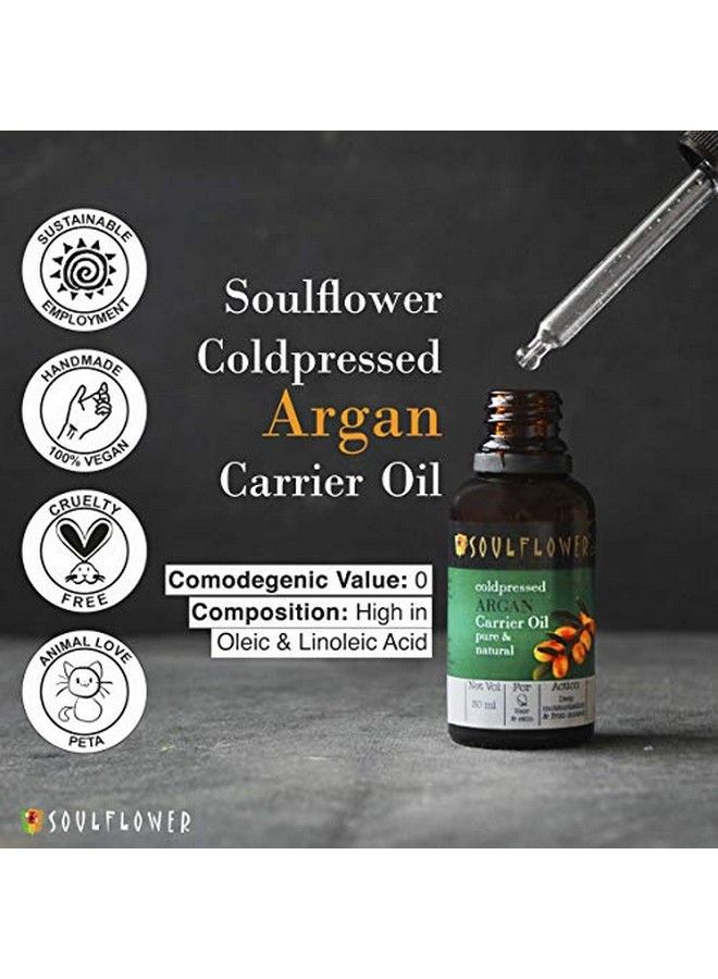 Soulflower Moroccan Argan Cold Pressed Carrier Oilpure Organic & Natural| Hair Growth Skin & Hair Care Moisturizing Skin Stretch Marks Nails & Lips Care Eye Puffiness| Argan Nut| Pack Of 2 30Ml - Image 5