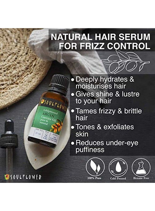 Soulflower Moroccan Argan Cold Pressed Carrier Oilpure Organic & Natural| Hair Growth Skin & Hair Care Moisturizing Skin Stretch Marks Nails & Lips Care Eye Puffiness| Argan Nut| Pack Of 2 30Ml - Image 4