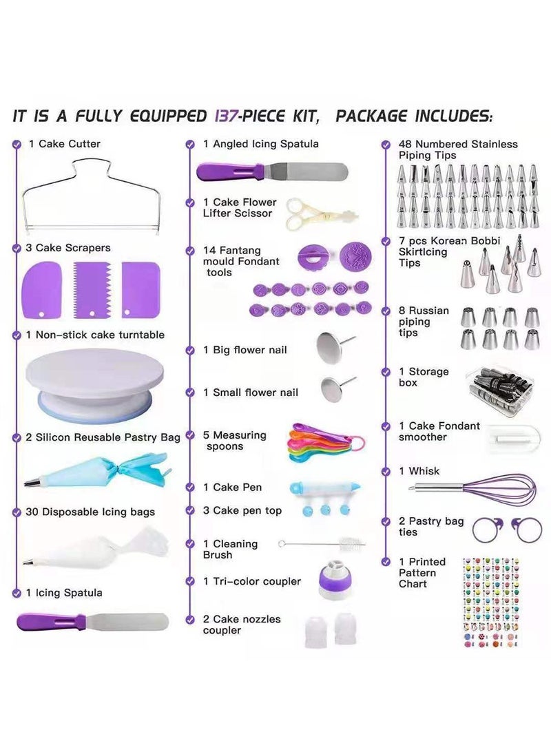 Y&D 137-piece cake turntable set Cake piping piping bag turntable baking set  - Image 2