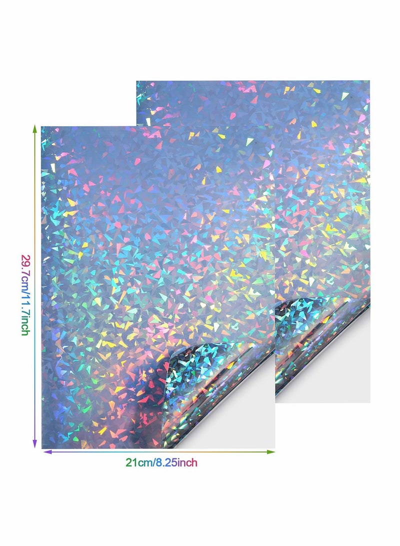 Holographic Printable Vinyl Sticker Paper, Dries Quickly Waterproof Sticker Paper 20Pcs (Diamond)