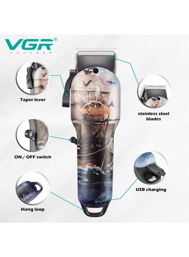 ماكينة الحلاقة الإحترافيه V-690 بأربعة أمشاط تدريج و ذراع تحكم فى الشفرات تعمل حتى 150 دقيقه متواصلين - Image 2