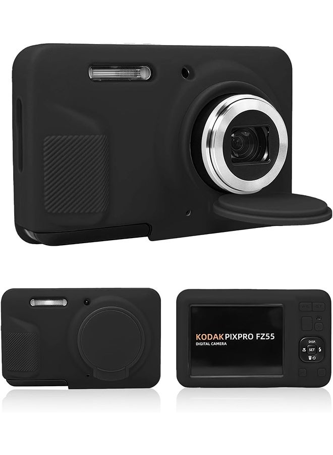 بشكل مختصر لحافظة Kodak PIXPRO FZ55 - غطاء واقي ناعم من السيليكون، مقاوم للخدش، نحيف وخفيف الوزن، مناسب تمامًا لكاميرتك (أسود) - Image 1
