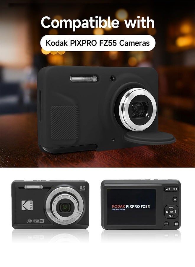 بشكل مختصر لحافظة Kodak PIXPRO FZ55 - غطاء واقي ناعم من السيليكون، مقاوم للخدش، نحيف وخفيف الوزن، مناسب تمامًا لكاميرتك (أسود) - Image 3