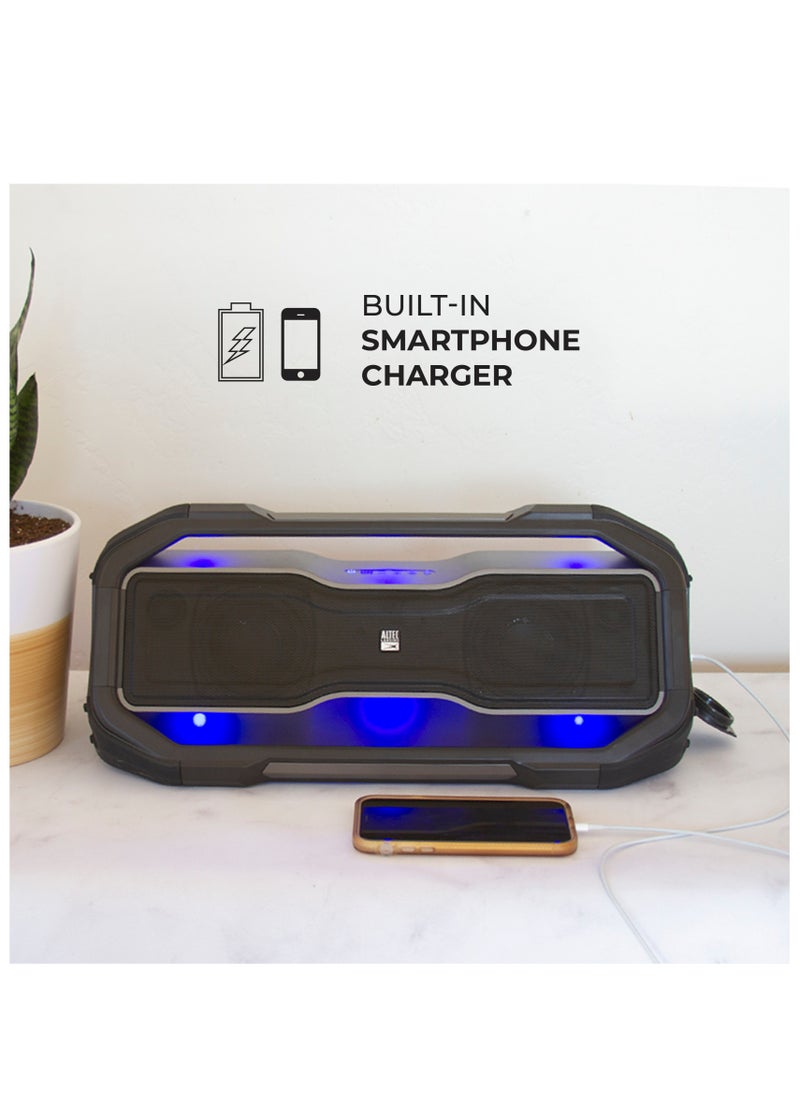 Altec Lansing - ROCKBOX XL Wireless Bluetooth Speaker, Portable Waterproof Speaker with 20 Hour Playtime and 5 Illuminating LED Light Modes, Floating Wireless Speaker for Indoors and Outdoors, Black - Image 1
