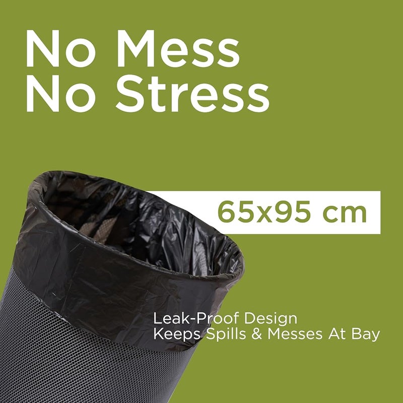 Hotpack, Strong & Bio-Degradable Heavy Duty Disposable Black Garbage Bag 30 Gallon, Medium 65x95cm, 20 Pieces X Pack of 3 Offer Pack - Image 4