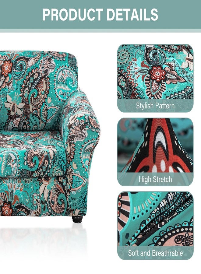 Lamberia Printed Sofa Cover High Stretch Sofa Slipcovers 2 Piece Armchair Slipcover with One Separate Cushion Cover Elastic Bottom Floral Pattern (Green, Armchair) - Image 3
