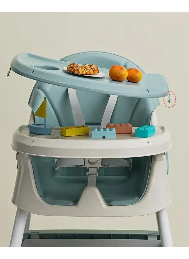 Kidilo - Kidillo Baby High Chair with Footrest, Toddler Feeding Booster Seat with Tray, Wheels, Toy Bar and Safety Harness for Kids - Image 1