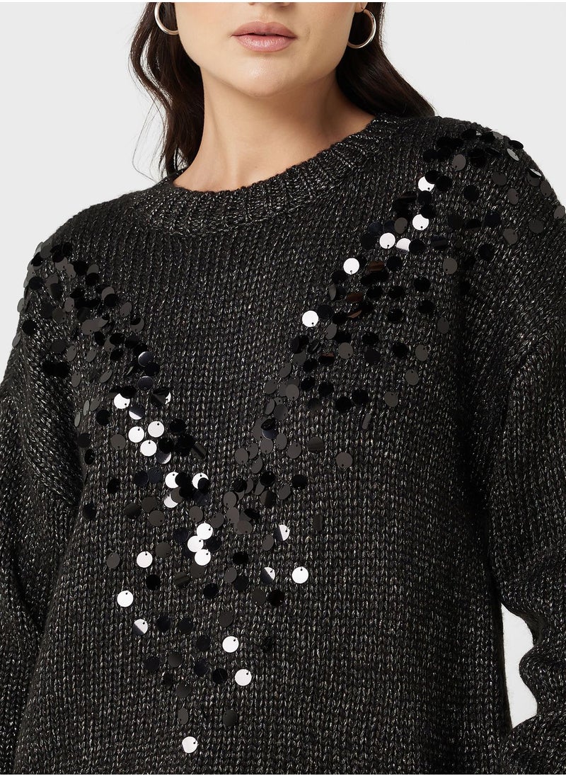 ONLY - Sequin Knitted Sweater - Image 1