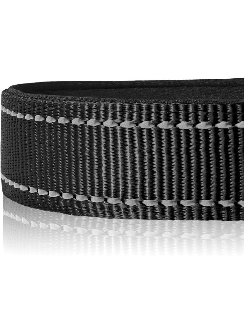 Q TRIPLE A Reflective Dog Collar with Soft Neoprene Padding, Metal D-Ring and Adjustable Length, Premium Nylon Material (Color: Black) - Image 2