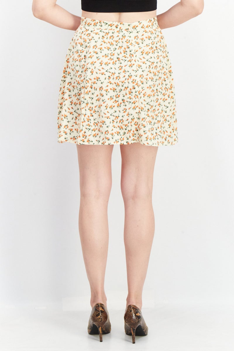 Daisy Street Women Curve Floral Printed Mini Skirt, Multicolor - Image 3