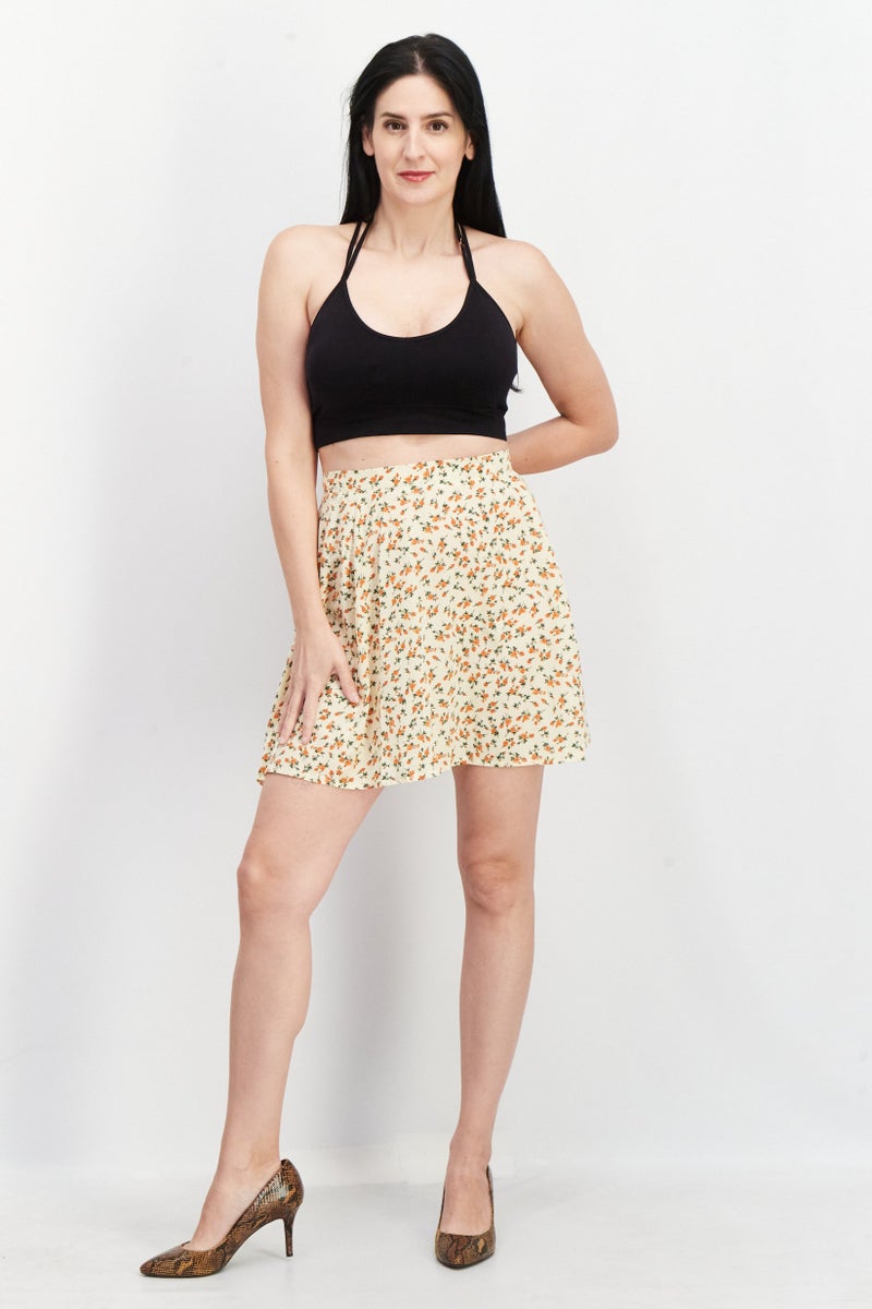 Daisy Street Women Curve Floral Printed Mini Skirt, Multicolor - Image 4