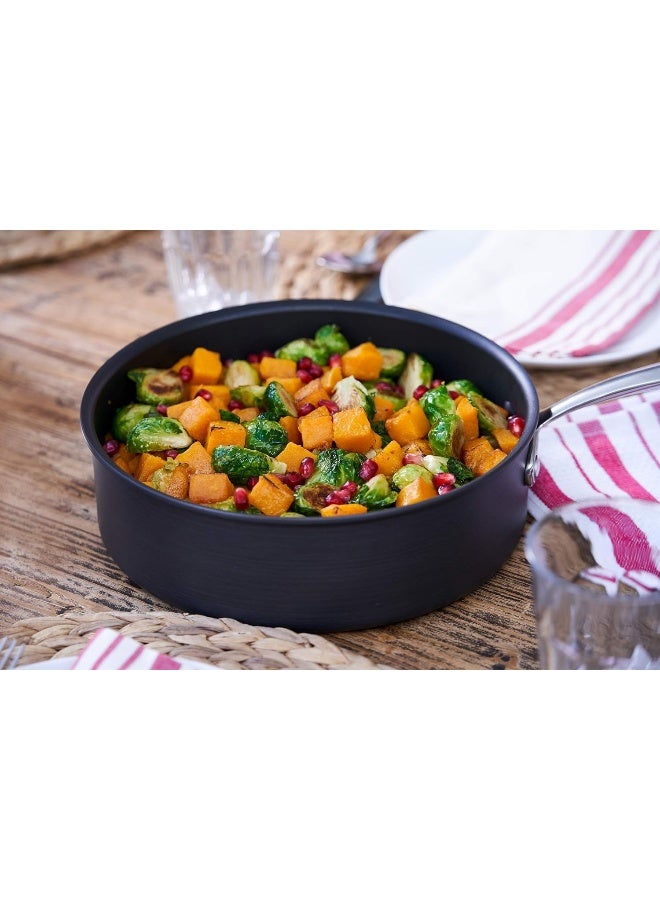 Lagostina Nera Hard Anodized Nonstick 12-Piece Cookware Set With Hammered Stainless Steel Lids, Dishwasher Safe, Grey  - Image 3