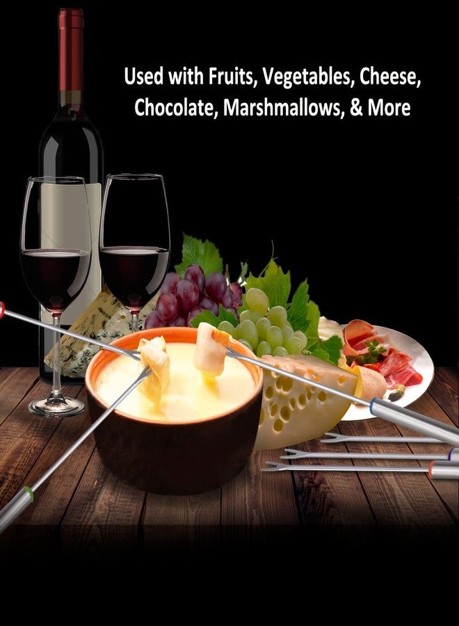 NutriChef 12pcs Fondue Dipping Fork Skewers - Stainless Steel w/Multi-Colored Heat-Resistant Handles - Perfect for Fruits, Vegetables, Cheese, Chocolate, Marshmallows and More PRTPKFONDSTK12 - Image 5