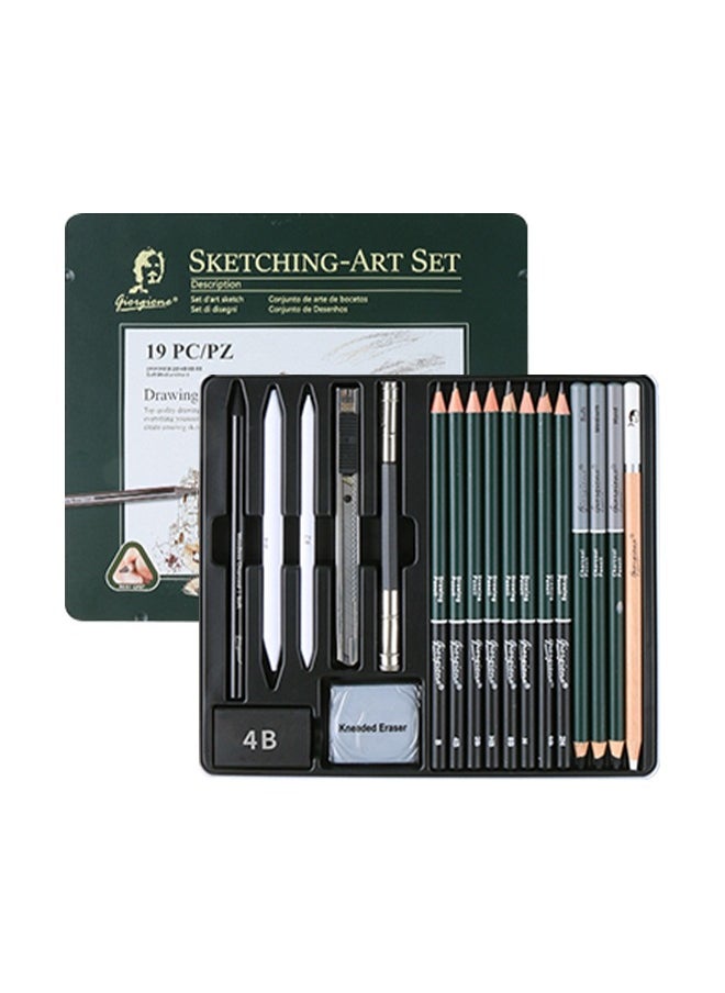 19-Piece Graphite Sketch Pencil Set Black Art Sketch Pen, Durable And Smooth. Suitable For Art Students, Beginners