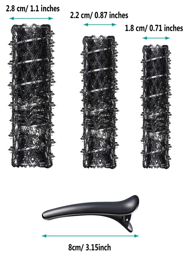 WILLBOND 48 Pieces Wire Mesh Hair Rollers Set Hair Perm Rods Hairdressing Wave Curlers with Duck Teeth Tresses Clips(0.71/0.87/1.1 Inch) - Image 2