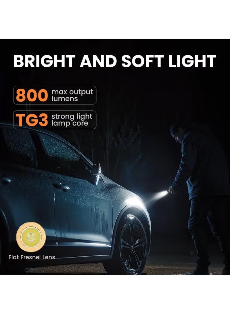 مصباح يدوي صغير قابل لإعادة الشحن بقوة 800 لومن EDC مع حلقة مفاتيح، إضاءة LED فائقة السطوع مع شحن سريع Type-C، 5 أوضاع إضاءة، مدى شعاع 492 قدم، هيكل من الألومنيوم مقاوم للماء IP55 – مصباح جيب محمول للتخييم، المشي، وحالات الطوارئ - Image 4